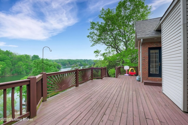 302 Hampton Rd, Brandenburg, KY 40108 - wooden deck with a water view