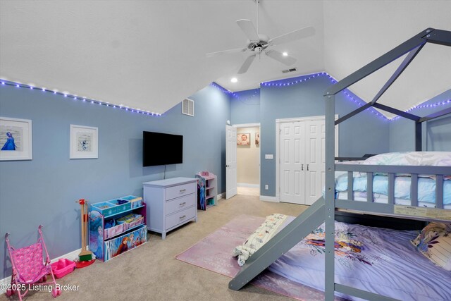 302 Hampton Rd, Brandenburg, KY 40108 - carpeted bedroom featuring baseboards, visible vents, and a closet