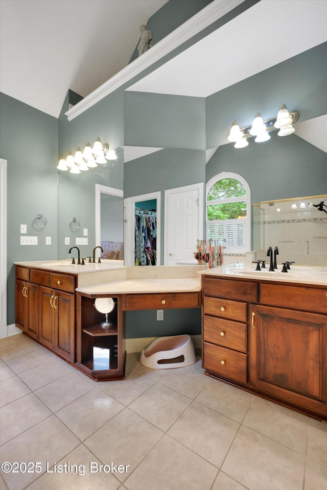 302 Hampton Rd, Brandenburg, KY 40108 - bathroom featuring a sink, tile patterned floors, and two vanities