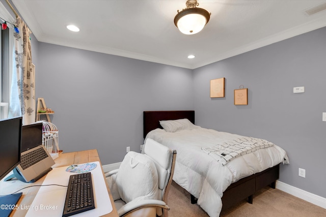 302 Hampton Rd, Brandenburg, KY 40108 - carpeted bedroom featuring visible vents, ornamental molding, and recessed lighting