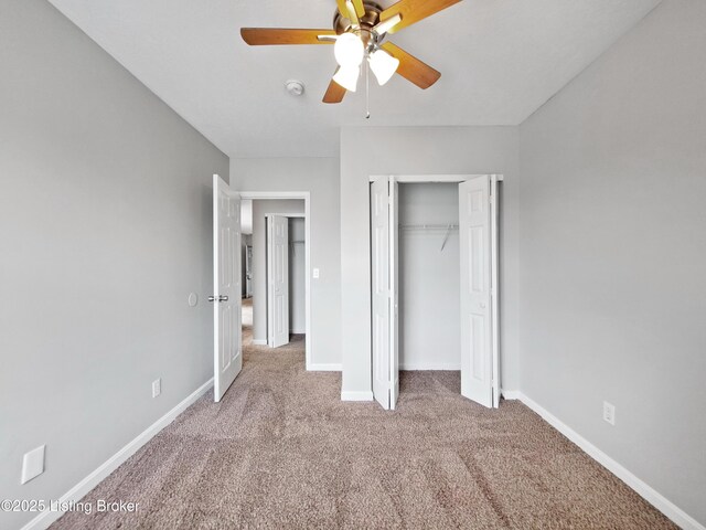 3600 Hillcross Dr, Louisville, KY 40229 - unfurnished bedroom with carpet, baseboards, a closet, and a ceiling fan