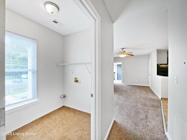 3600 Hillcross Dr, Louisville, KY 40229 - laundry area featuring healthy amount of natural light, washer hookup, ceiling fan, and baseboards