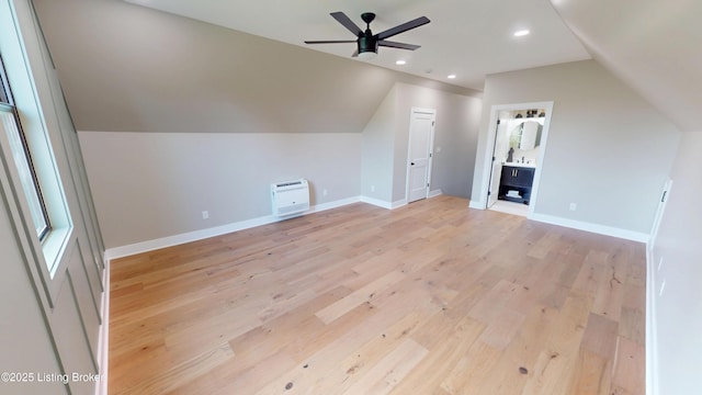 2045 W Rhudes Creek Rd, Elizabethtown, KY 42701 - bonus room featuring baseboards, ceiling fan, light wood-style flooring, and lofted ceiling