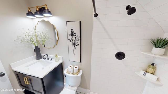 2045 W Rhudes Creek Rd, Elizabethtown, KY 42701 - full bathroom featuring vanity, toilet, and tiled shower