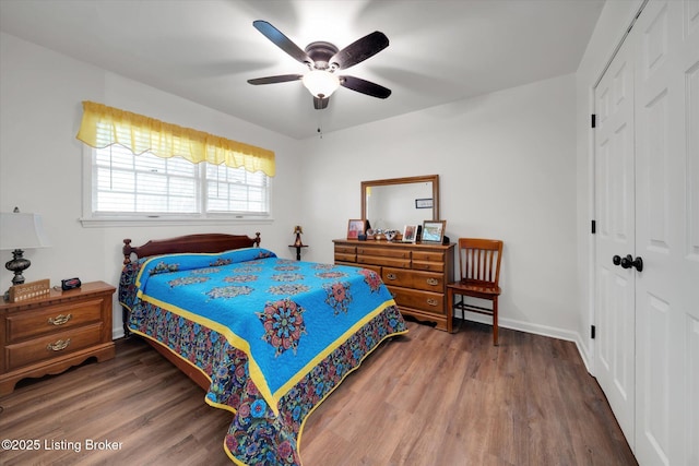 2100 Murray Ave, Louisville, KY 40205 - bedroom featuring a closet, wood finished floors, and ceiling fan