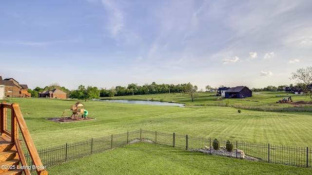 157 Tommy Ct, Shepherdsville, KY 40165 - exterior space featuring fence, a water view, and a lawn