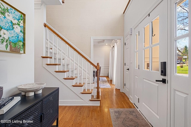 1203 Winding Creek Pl, Louisville, KY 40245 - entrance foyer featuring baseboards, ornamental molding, stairs, and wood finished floors