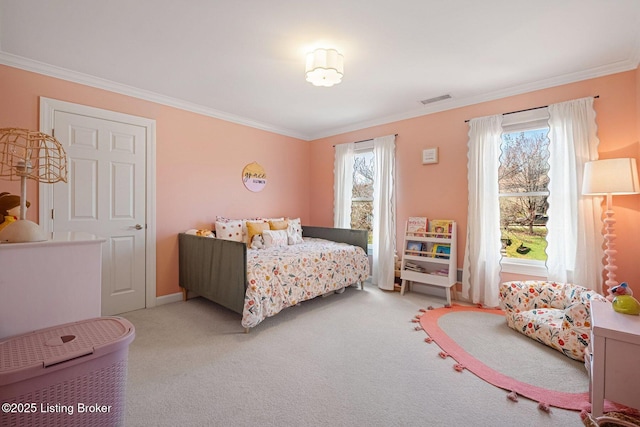 1203 Winding Creek Pl, Louisville, KY 40245 - bedroom with ornamental molding, light colored carpet, and visible vents