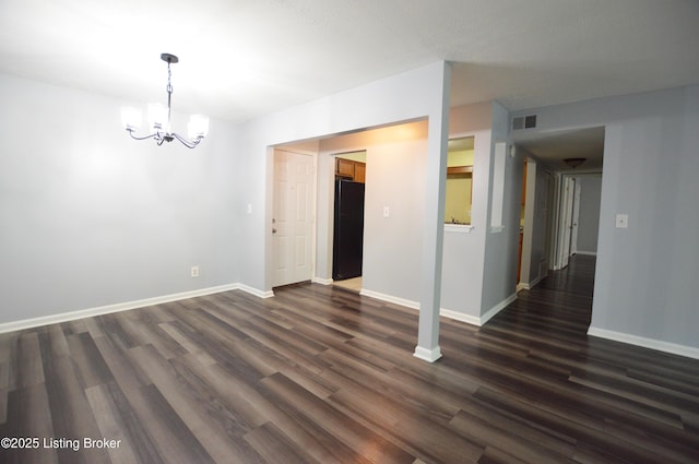 404 La Fontenay Ct, Louisville, KY 40223 - unfurnished dining area with visible vents, dark wood-style flooring, baseboards, and an inviting chandelier