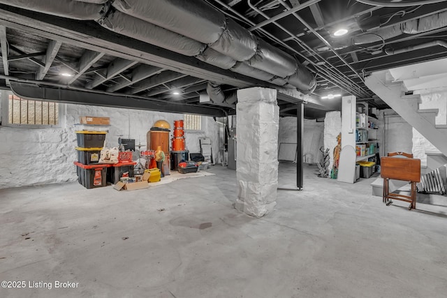 unfinished below grade area with stairway