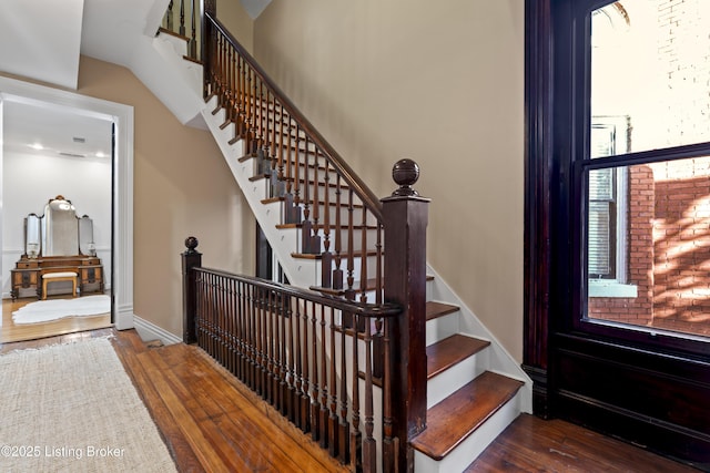 1332 S 2nd St, Louisville, KY 40208 - staircase with baseboards and hardwood / wood-style floors