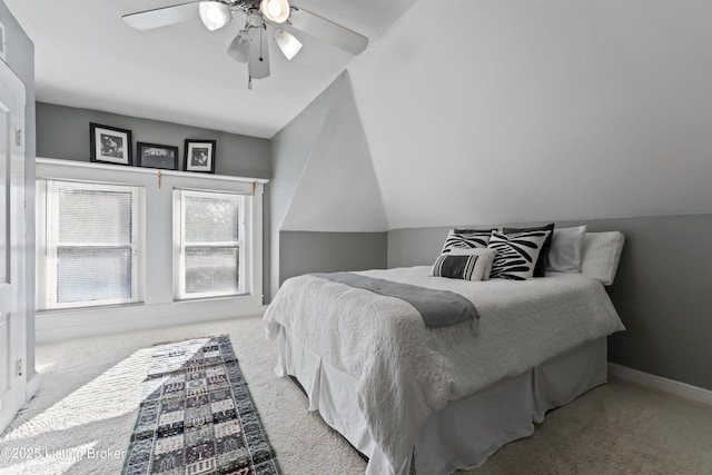 1332 S 2nd St, Louisville, KY 40208 - bedroom with baseboards, a ceiling fan, carpet, and lofted ceiling