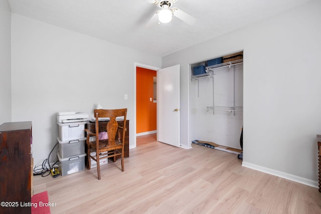 7411 Colt Dr, Louisville, KY 40214 - home office featuring baseboards, a ceiling fan, and wood finished floors
