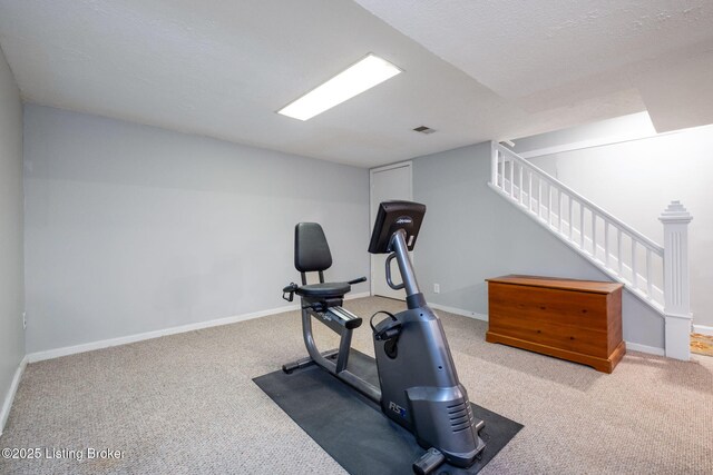 7411 Colt Dr, Louisville, KY 40214 - workout area featuring baseboards, carpet, and visible vents