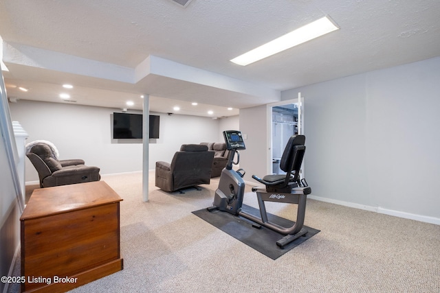 7411 Colt Dr, Louisville, KY 40214 - workout room featuring recessed lighting, baseboards, and light colored carpet