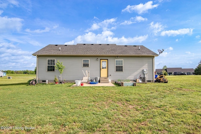 450 Rolling Way, Smiths Grove, KY 42171 - rear view of house featuring a lawn, a patio, and crawl space