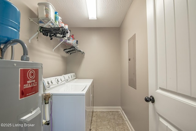 450 Rolling Way, Smiths Grove, KY 42171 - laundry area featuring laundry area, baseboards, electric panel, electric water heater, and separate washer and dryer