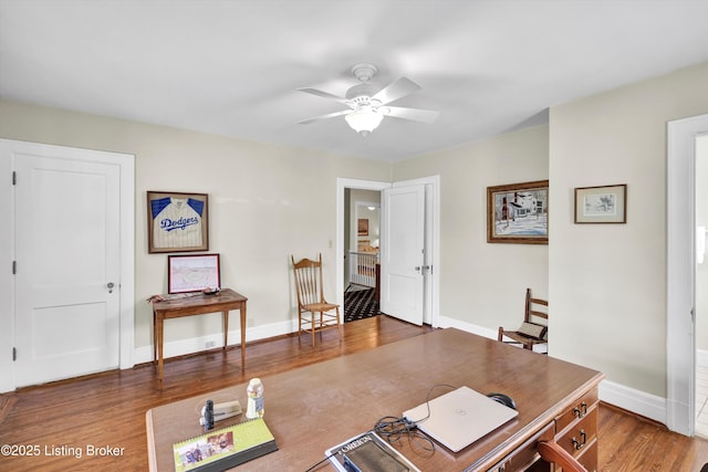 2335 Bonnycastle Ave, Louisville, KY 40205 - office space featuring a ceiling fan, wood finished floors, and baseboards