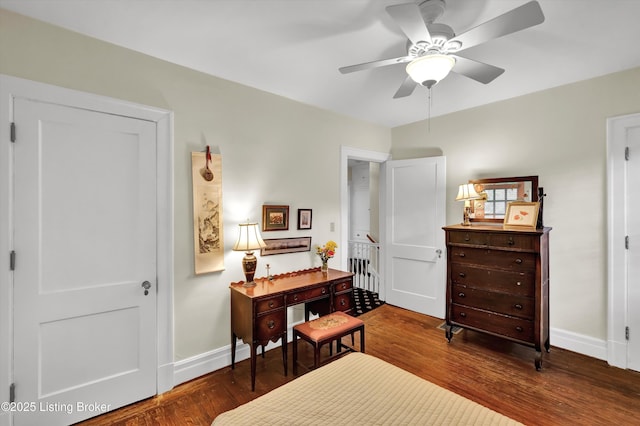 2335 Bonnycastle Ave, Louisville, KY 40205 - bedroom featuring wood finished floors, baseboards, and a ceiling fan
