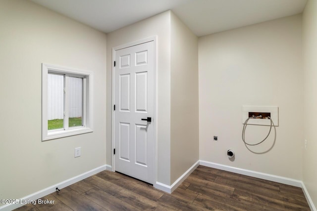 209 W High St, Lebanon, KY 40033 - clothes washing area with laundry area, baseboards, hookup for a washing machine, and dark wood finished floors