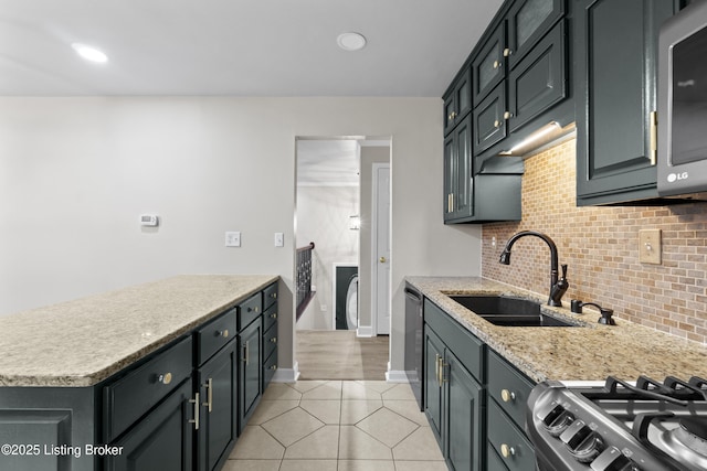 120 Emily Dr, Mt Washington, KY 40047 - kitchen featuring tasteful backsplash, light tile patterned floors, dishwasher, and recessed lighting