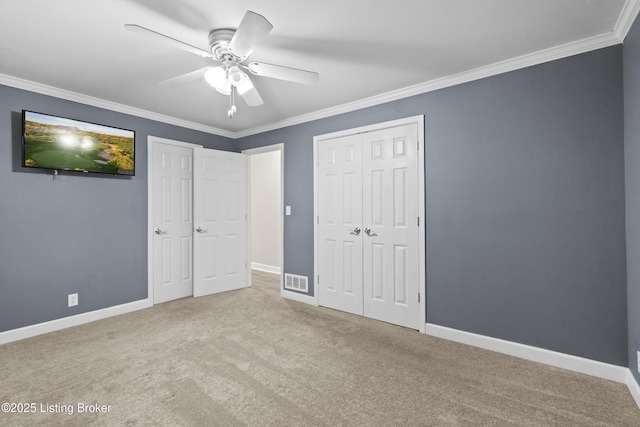 120 Emily Dr, Mt Washington, KY 40047 - unfurnished bedroom with crown molding, carpet floors, and ceiling fan