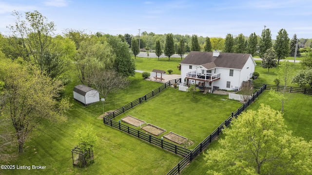 bird's eye view with a rural view