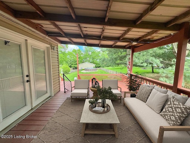 view of patio / terrace featuring an outdoor hangout area and a deck