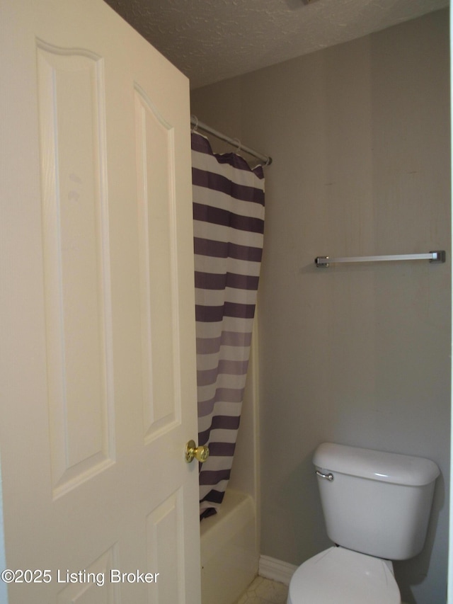 1253 Shepard Way, Shelbyville, KY 40065 - bathroom with baseboards, a textured ceiling, tile patterned flooring, and toilet
