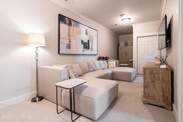 9410 Norton Comnons Blvd, Prospect, KY 40059 - carpeted living area featuring ornamental molding and baseboards