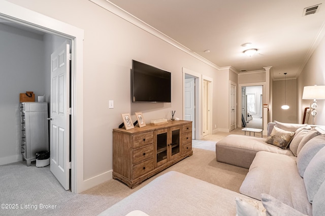 9410 Norton Comnons Blvd, Prospect, KY 40059 - living area with light colored carpet, crown molding, and baseboards