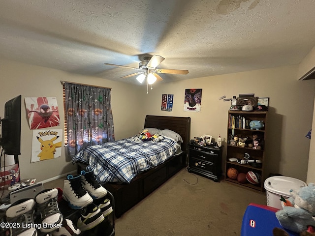 3611 Kiki Ct, Louisville, KY 40219 - carpeted bedroom with a textured ceiling and ceiling fan