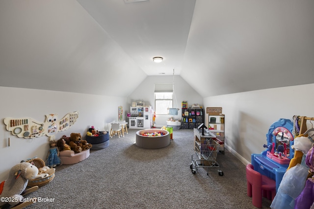 9102 Pinnacle Place Dr, Louisville, KY 40272 - rec room featuring carpet flooring and lofted ceiling