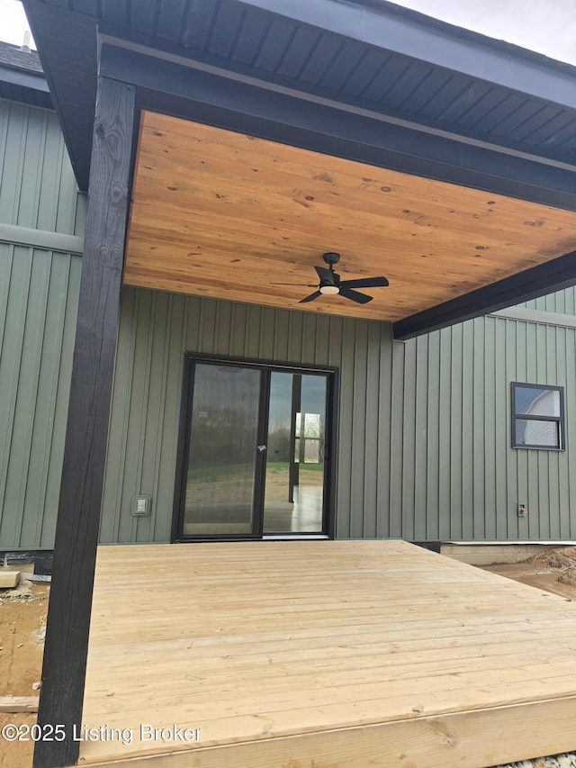 383 Webb Ln, Bedford, KY 40006 - wooden deck with a ceiling fan