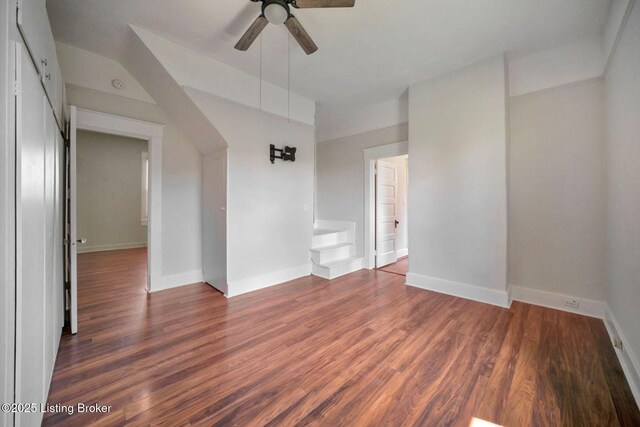 2060 S Preston St, Louisville, KY 40217 - unfurnished living room with a ceiling fan, wood finished floors, and baseboards