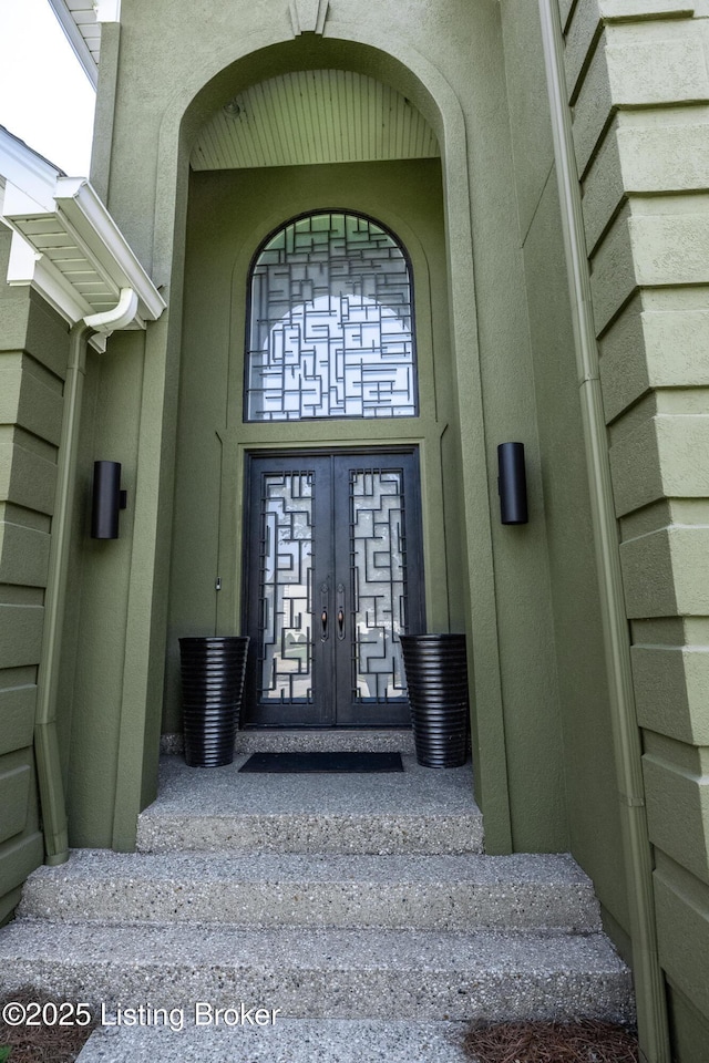 property entrance with french doors