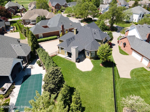 aerial view with a residential view