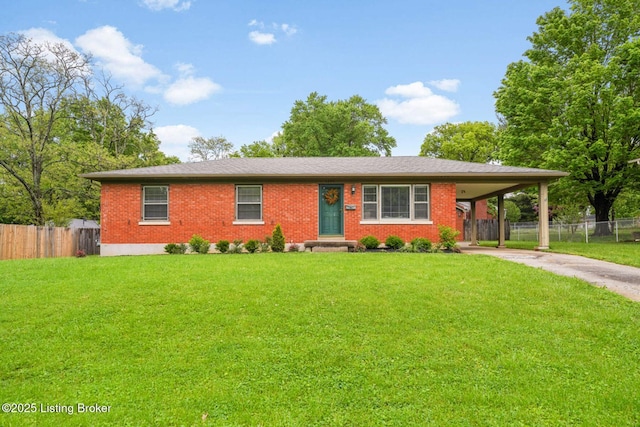 4203 Hewitt Ave, Louisville, KY 40220 - ranch-style home with concrete driveway, brick siding, and an attached carport