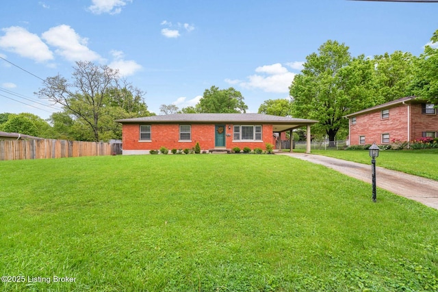 4203 Hewitt Ave, Louisville, KY 40220 - ranch-style house with driveway, an attached carport, and brick siding
