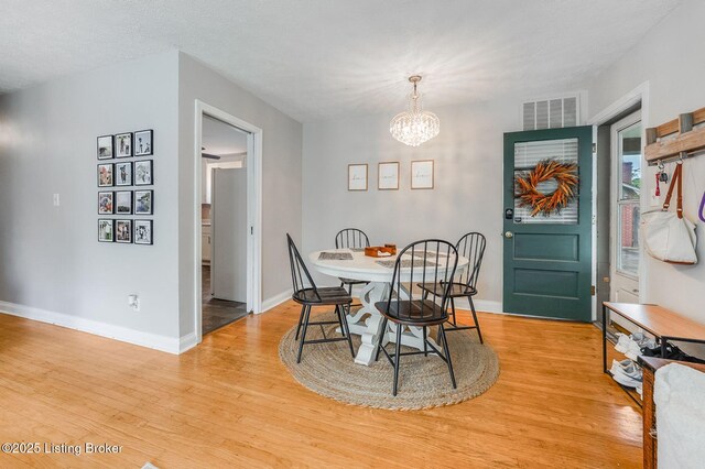 4203 Hewitt Ave, Louisville, KY 40220 - dining area with light wood-style flooring, a chandelier, and baseboards