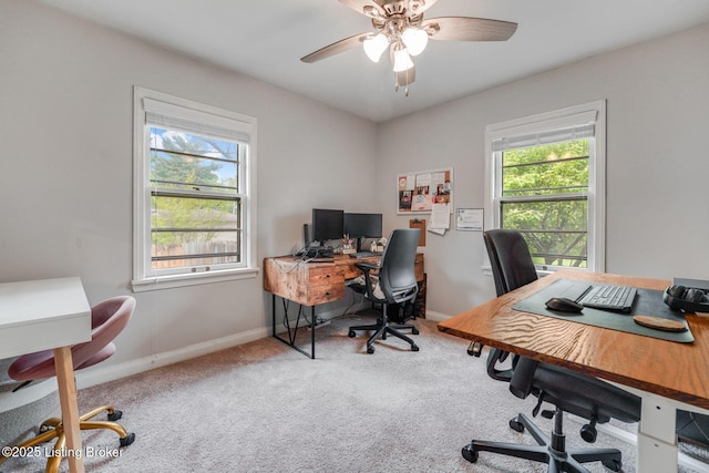 4203 Hewitt Ave, Louisville, KY 40220 - home office featuring carpet floors, plenty of natural light, and ceiling fan