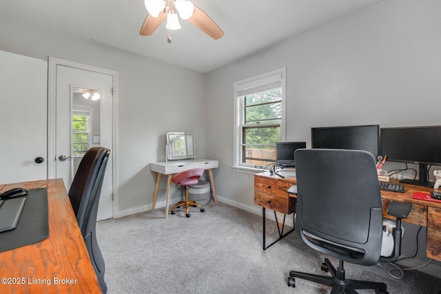 4203 Hewitt Ave, Louisville, KY 40220 - carpeted home office featuring ceiling fan and baseboards