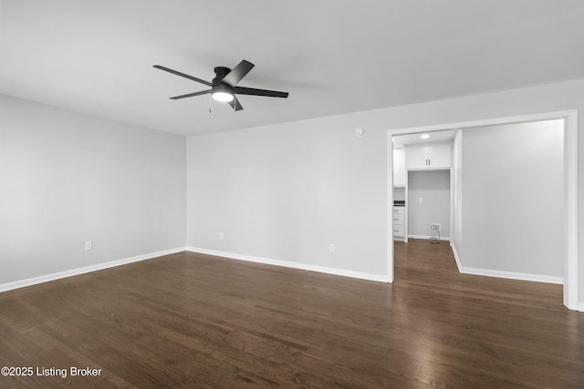 6487 New Glendale Rd, Glendale, KY 42740 - unfurnished room with dark wood finished floors, baseboards, and a ceiling fan