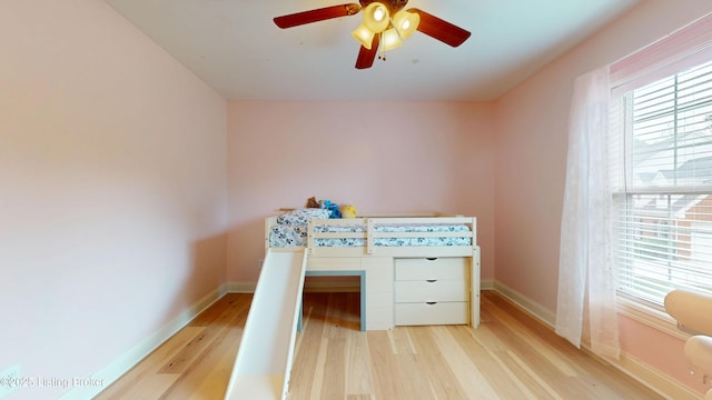 10513 Mountain Ash Ln, Prospect, KY 40059 - bedroom with light wood-style floors, baseboards, and ceiling fan