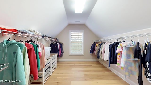 10513 Mountain Ash Ln, Prospect, KY 40059 - walk in closet featuring wood finished floors and lofted ceiling