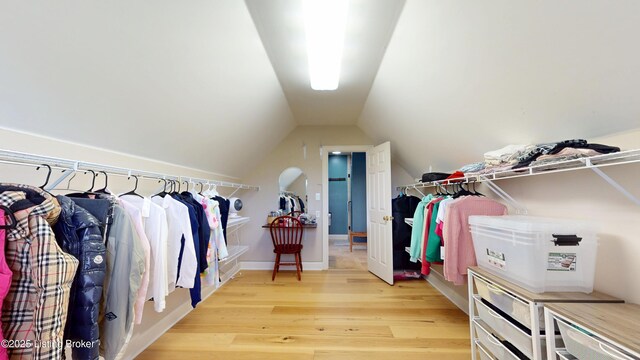 10513 Mountain Ash Ln, Prospect, KY 40059 - walk in closet with wood finished floors and vaulted ceiling
