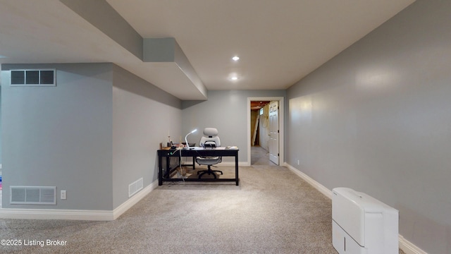10513 Mountain Ash Ln, Prospect, KY 40059 - hallway featuring carpet floors, baseboards, recessed lighting, and an office area