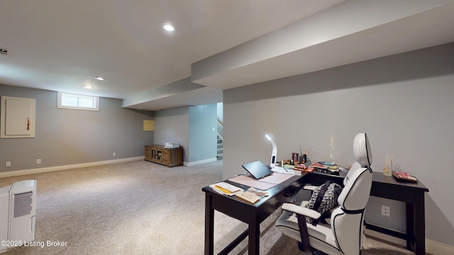 10513 Mountain Ash Ln, Prospect, KY 40059 - office space with baseboards, carpet floors, and recessed lighting