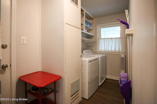 3101 Radiance Rd, Louisville, KY 40220 - laundry area with washing machine and dryer, dark wood-type flooring, and baseboards