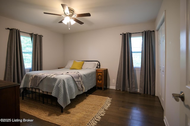 3101 Radiance Rd, Louisville, KY 40220 - bedroom with wood-type flooring, baseboards, and ceiling fan